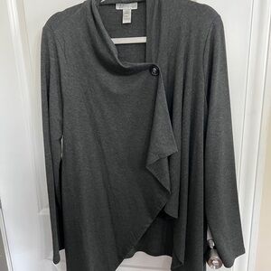 Neiman Marcus Charcoal Open Front Cardigan